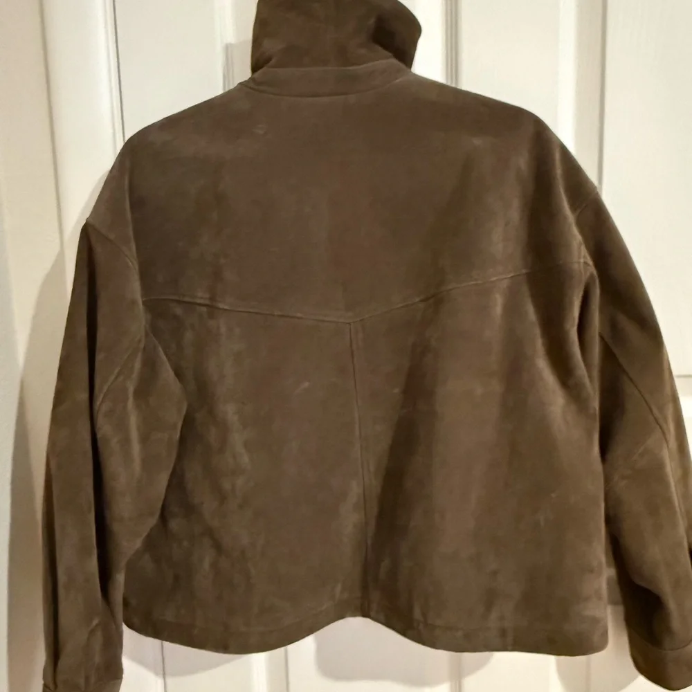 Viral Zara Suede Leather Bomber Jacket - Picture 6 of 7